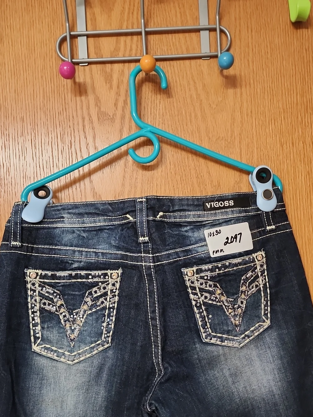 Vigoss Dark Blue Bootcut Jeans with Embellished Back Pockets 10x30 number 2097